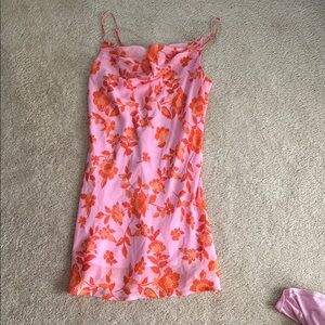 Altar'd State Pink and Orange Floral Mini Dress